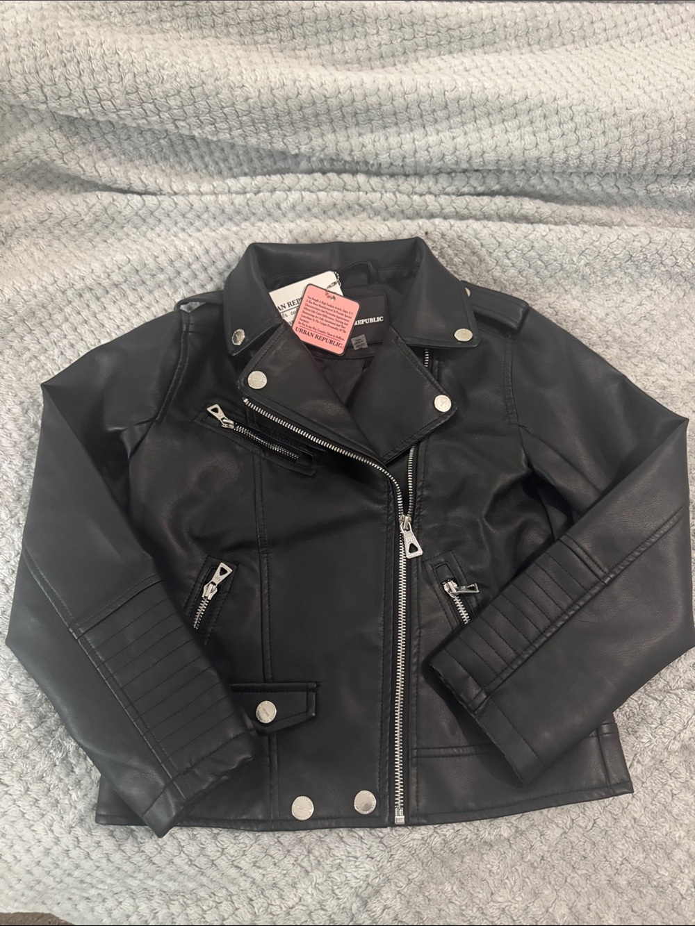 Urban Republic Black Faux Leather Jacket with Silver Hardware